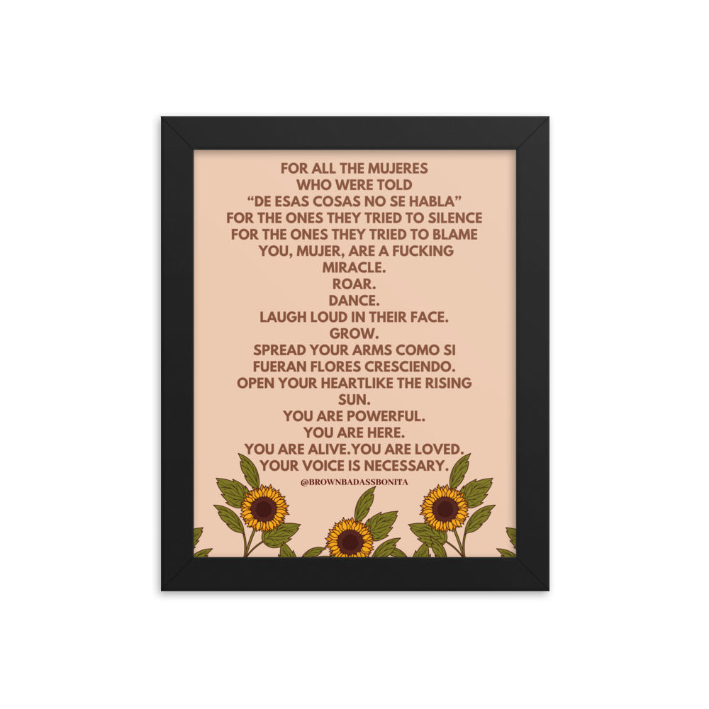 For all the Mujeres Framed poster