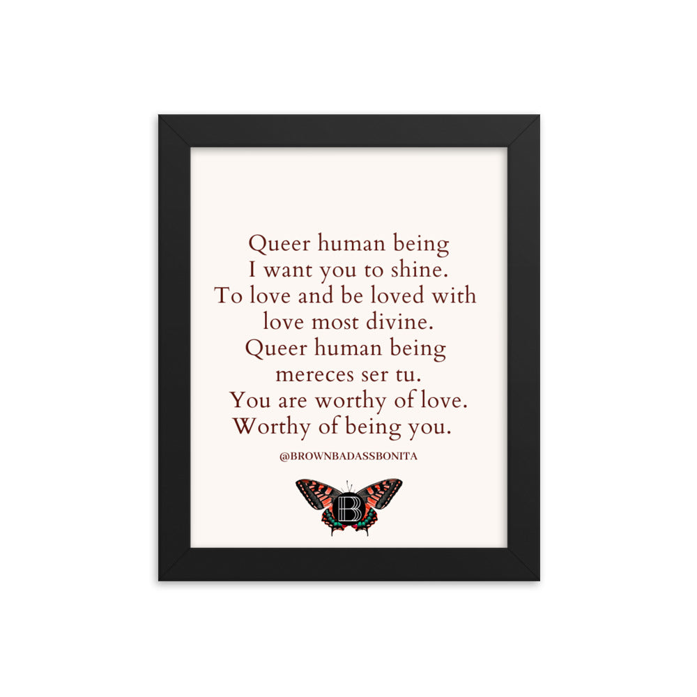 Queer Human Being Framed poster