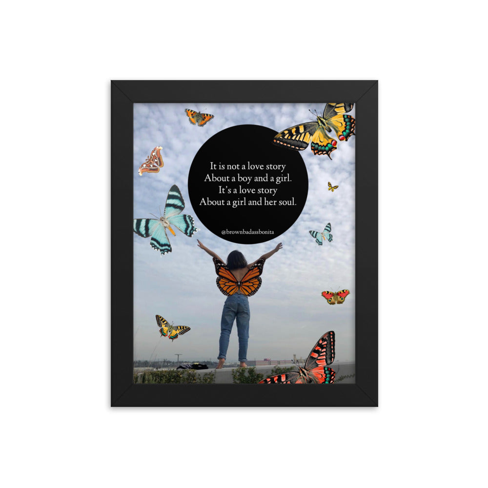 Love story w/ butterflies Framed poster
