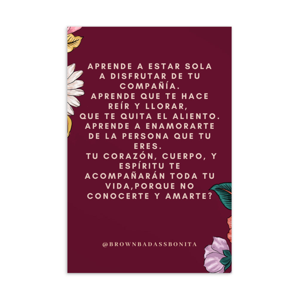 Aprende a Estar Sola Postcard